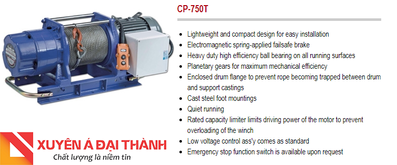 Tời cáp điện 750kg