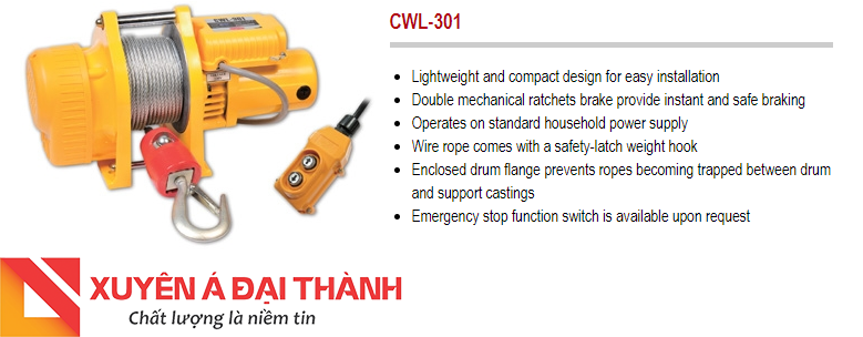 Tời cáp điện mini 300kg chính hãng