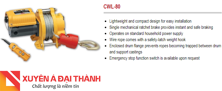 Tời cáp điện 80kg chính hãng