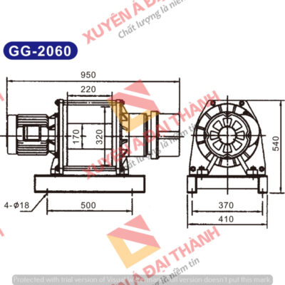 Tời điện 2 tấn 3 pha KIO - Wind Đài Loan Model GG - 2060 