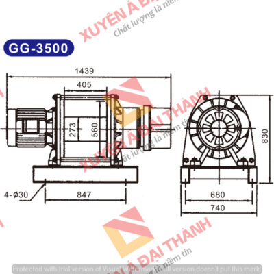 Tời điện 3,5 tấn Đài Loan KIO - Winch Model GG - 3500