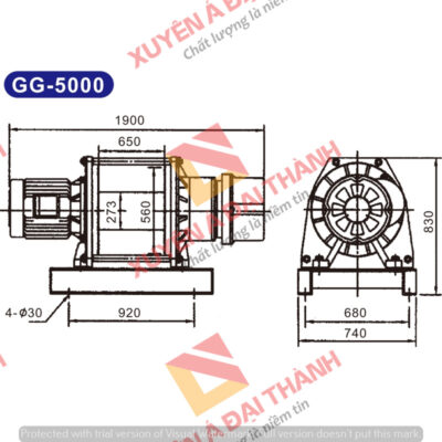 Tời điện 5 tấn Đài Loan KIO - Winch Model GG - 5000