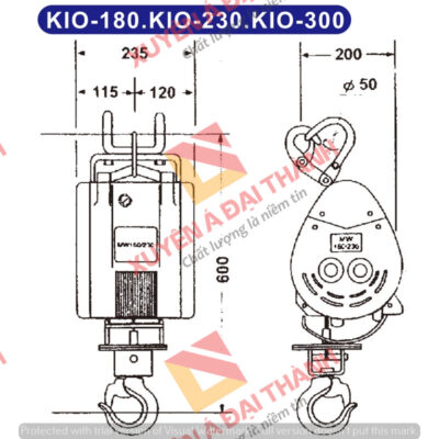 Tời treo Mini 180kg KIO- Winch Đài Loan Model KIO- 180
