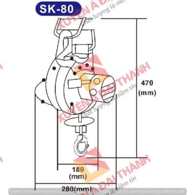 Tời treo mini 80kg KIO- Winch Đài Loan Model SK- 80