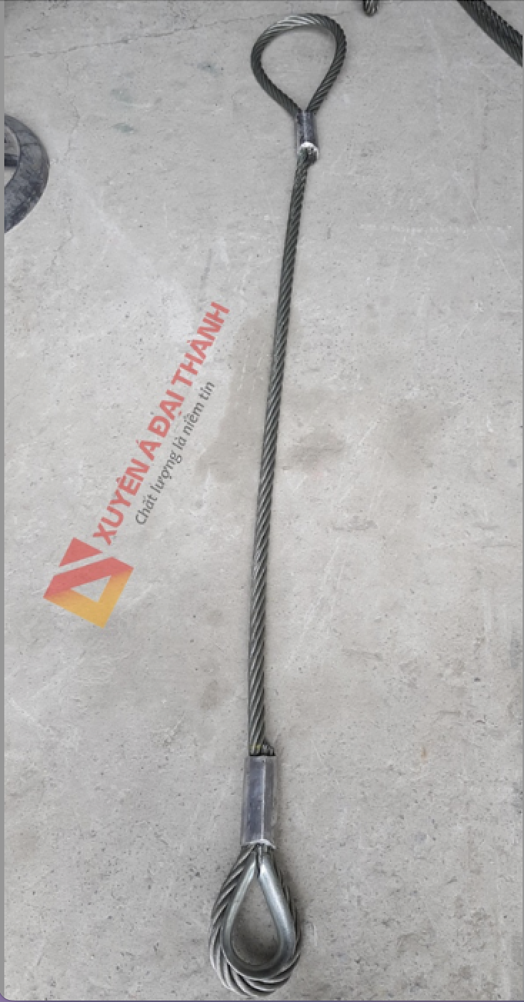 Sling cáp thép 1 chân, bấm 1 mắt cứng của Công ty Xuyên Á Đại Thành