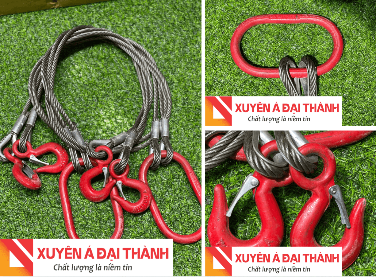 Sling cáp thép bấm chì 2 chân được gia công tại Công ty Xuyên Á Đại Thành