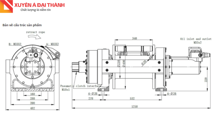 bản vẽ cấu trúc tời thủy lực công suất nhỏ