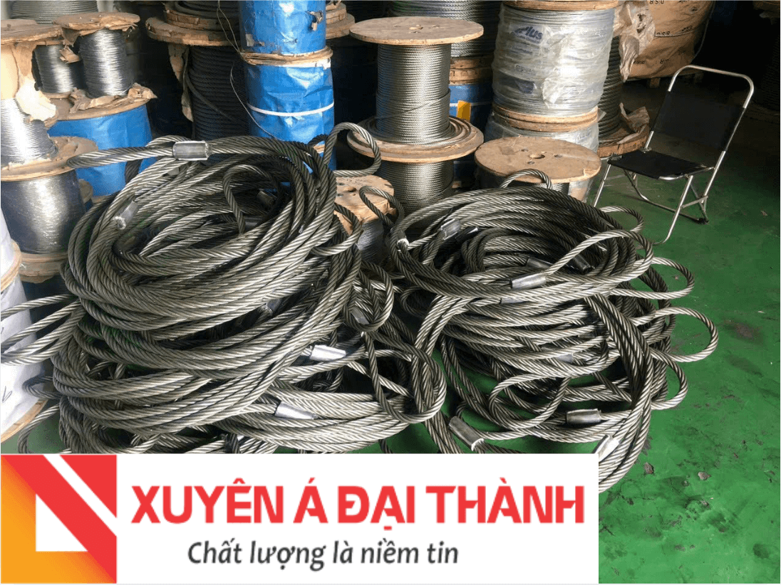 Cáp thép bấm chì 1 chân 2 đầu mắt mềm được gia công tại Xuyên Á Đại Thành