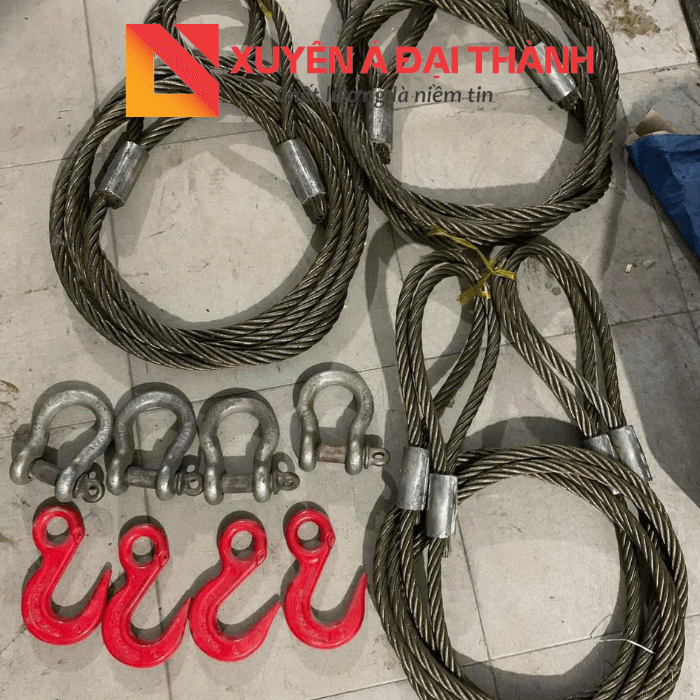 Sling cáp thép và móc cẩu 