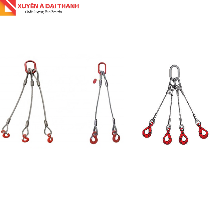 các loại sling cáp thép kẹp chì theo số chân