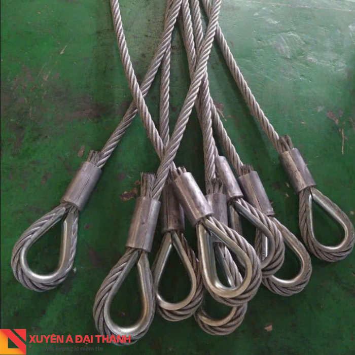 Sling cáp thép kẹp chì bấm 2 mắt cứng