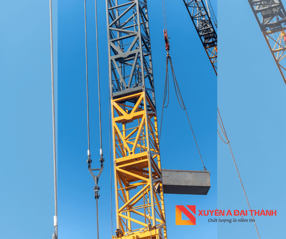cáp thép cẩu khi kết hợp với cẩu tháp