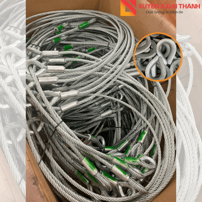 Sling bấm mắt cứng được gia công từ cáp thép mạ kẽm