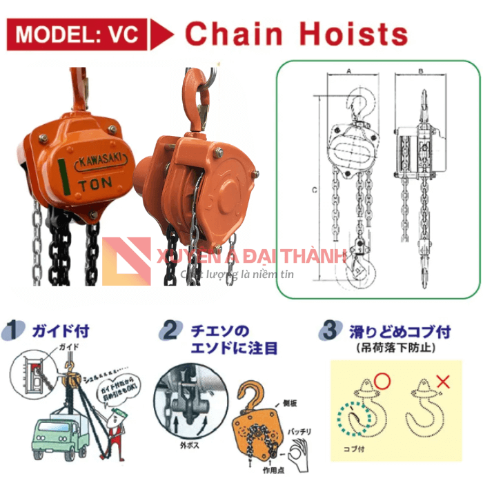 Mô phỏng Pa Lăng Xích Tay Kawasaki 1 Tấn