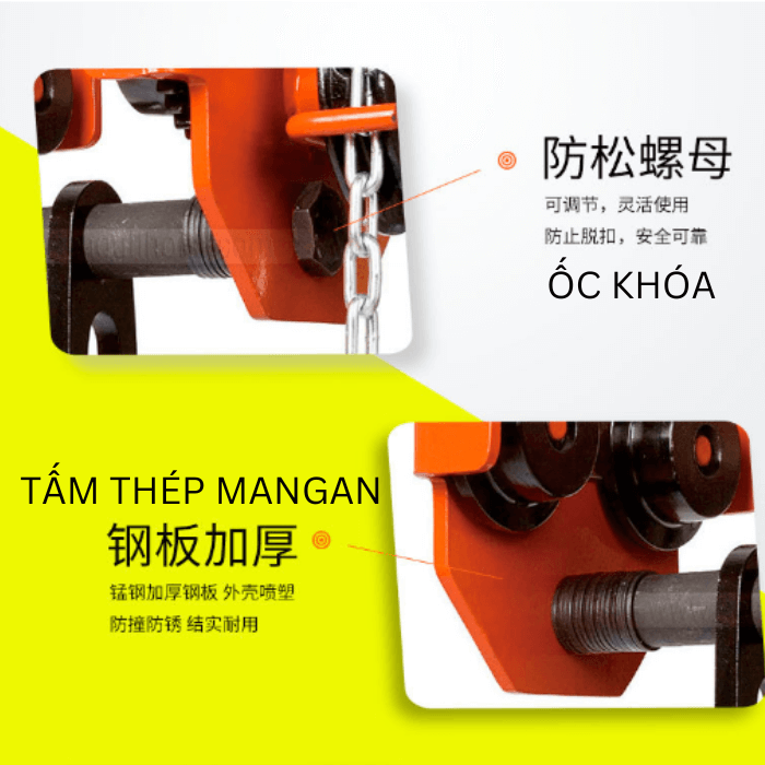 Pa lăng xích - cụm di chuyển chống va chạm Seagull tải trọng 500kg - 30 tấn