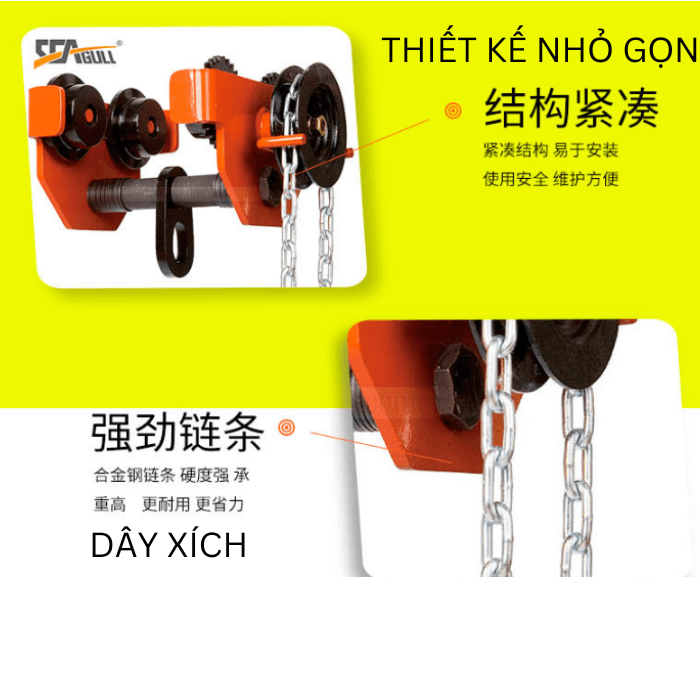 cụm di chuyển chống va chạm Seagull tải trọng 500kg - 30 tấn