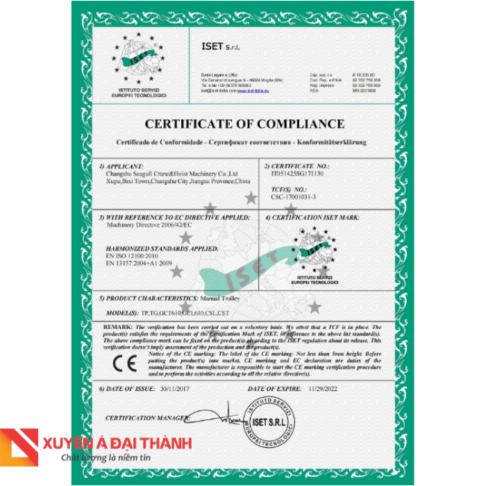 Chứng nhận về chất lượng sản phẩm