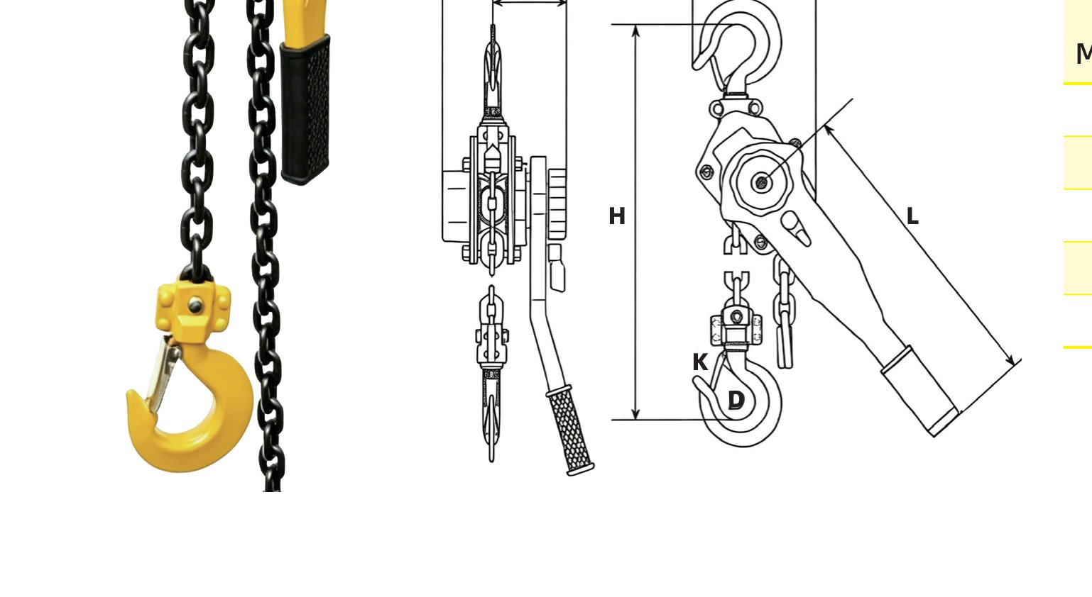 Bản vẽ kích thước palang xích lắc tay APOLLO dòng VA (A,B,C,D,H,L,K)