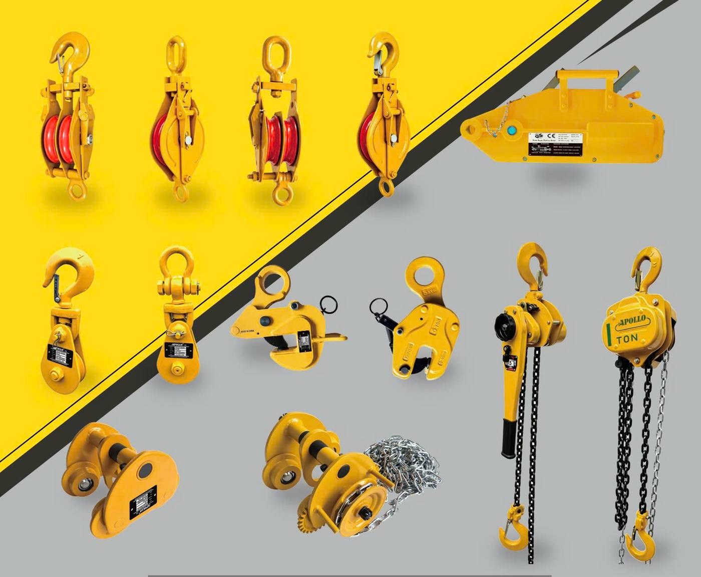 Dải sản phẩm nâng hạ APOLLO: palang, lever hoist, puly, kẹp