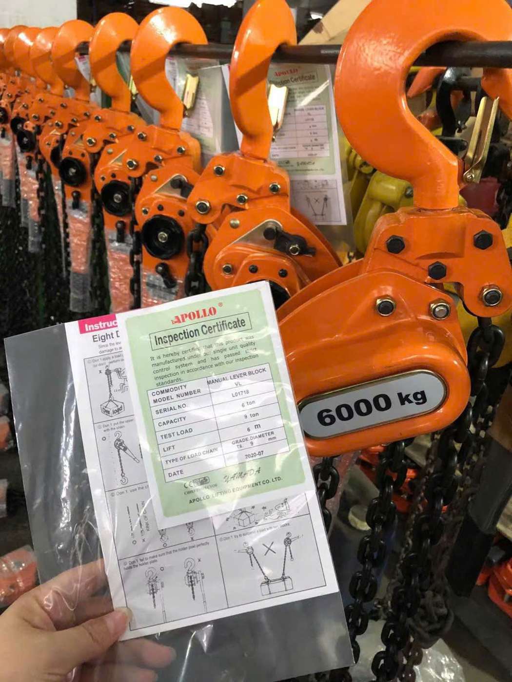 Palang xích lắc tay APOLLO dòng VA kèm chứng nhận kiểm định tại kho XADT