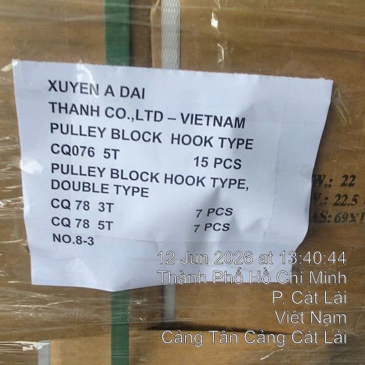 Chứng từ nhập khẩu ròng rọc APOLLO CQ076 CQ078