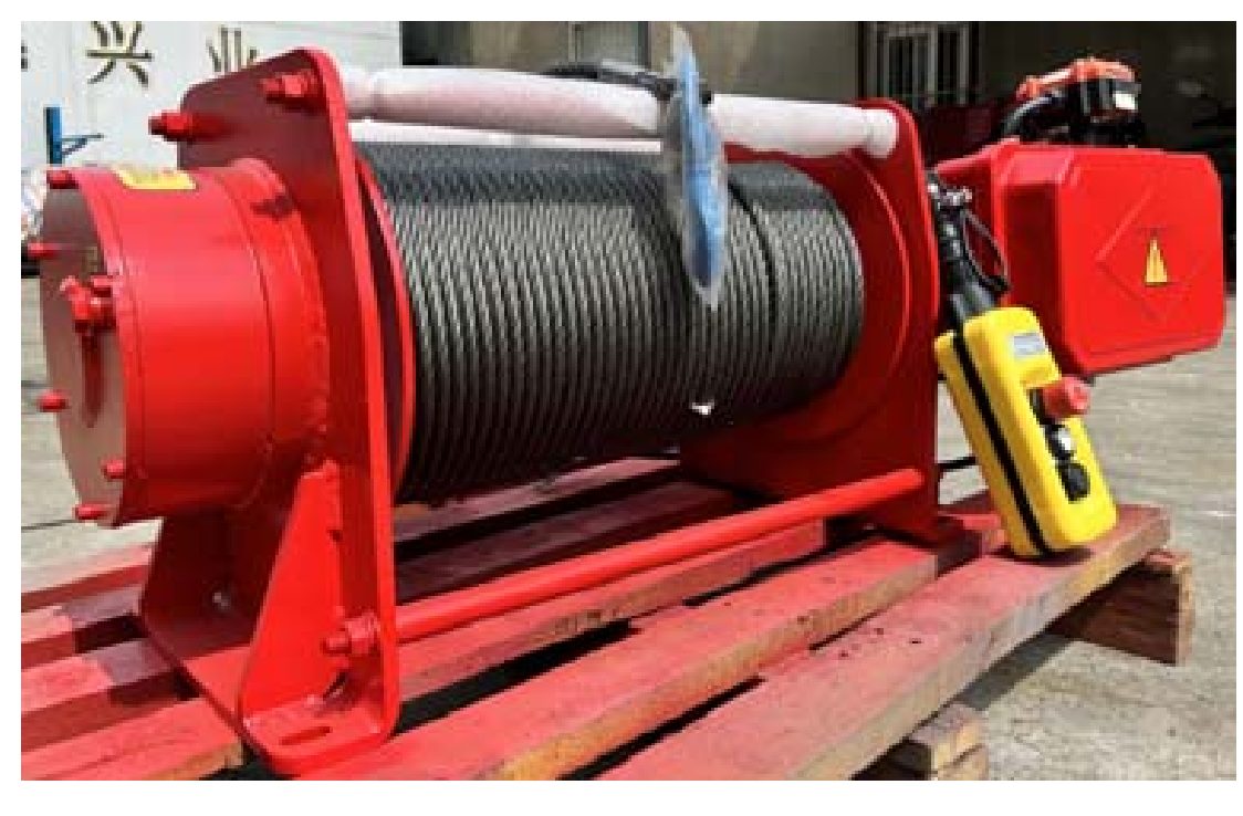 Máy tời điện 500kg ALLMAN model AMW-E500-M màu đỏ kèm tay bấm điều khiển