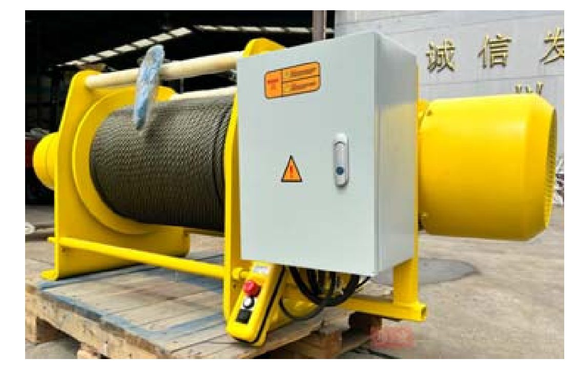 Máy tời điện 500kg ALLMAN màu vàng cáp 100m kèm tủ điện điều khiển