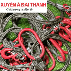 Bộ sling cáp thép bấm chì 2 chân  D10mm x 1.3M, bấm 2 mắt cứng, tải trọng nâng 1.5 Tấn, xuất xứ Hàn Quốc