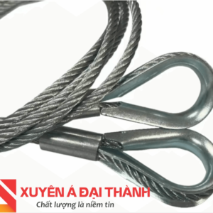 Sling cáp thép cẩu hàng D22mm x 3.2M, bấm 2 đầu mắt cứng, 6x36+IWRC, tải trọng nâng 6.2 Tấn - Hàn Quốc
