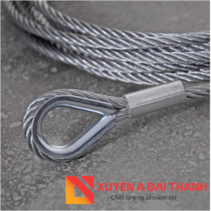 Cáp thép 1 chân D16mm x 21M, 2 mắt cứng, tải trọng 3.3 tấn