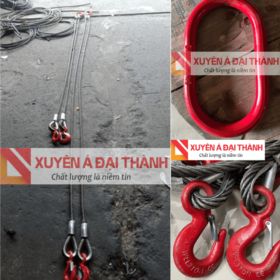 Sling cáp thép kẹp chì 2 chân, bấm 2 đầu mắt cứng, tải trọng nâng 6.5 Tấn - Hàn Quốc
