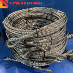 Sling cáp thép mạ kẽm bấm hai mắt cứng đã hoàn thành