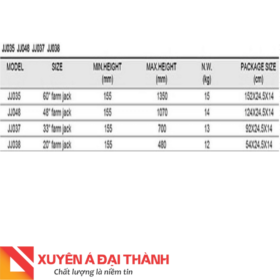 Thông số kỹ thuật - Jack nâng cơ khí, Farm Jack 20-60" - Seagull