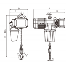 Cấu Tạo Pa Lăng Xích Điện 1 Tấn - Model DCER 01- 01 - Kawasaki