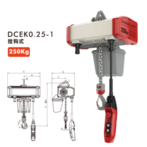 Thông Số Kỹ Thuật Palang Xích Điện 250KG - Kawasaki