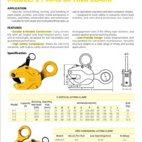 Bảng thông số catalog kẹp tôn đứng E và kẹp tôn ngang AMS APOLLO