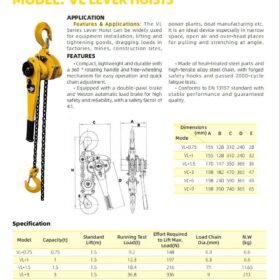 Palang xích lắc tay APOLLO dòng VL Lever Hoist (cùng hãng, chuẩn EN 13157)